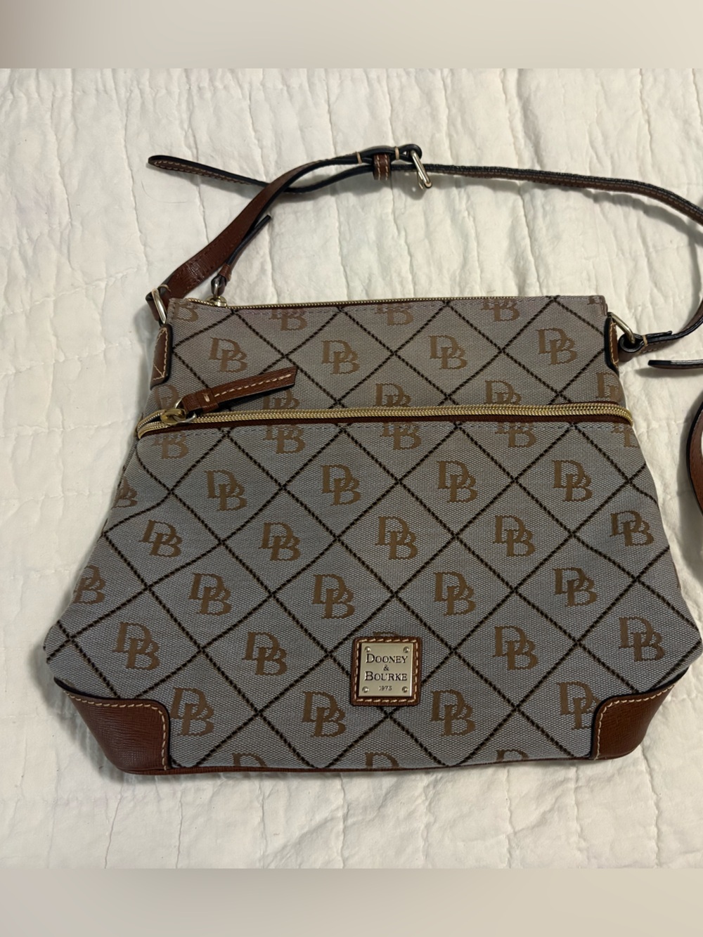 Dooney & Bourke Signature DB Monogram Crossbody Brown